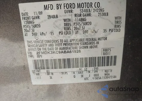 2010 Ford Edge Limited z USA, uszkodzony, nr VIN 2FMDK3KC9ABA61928